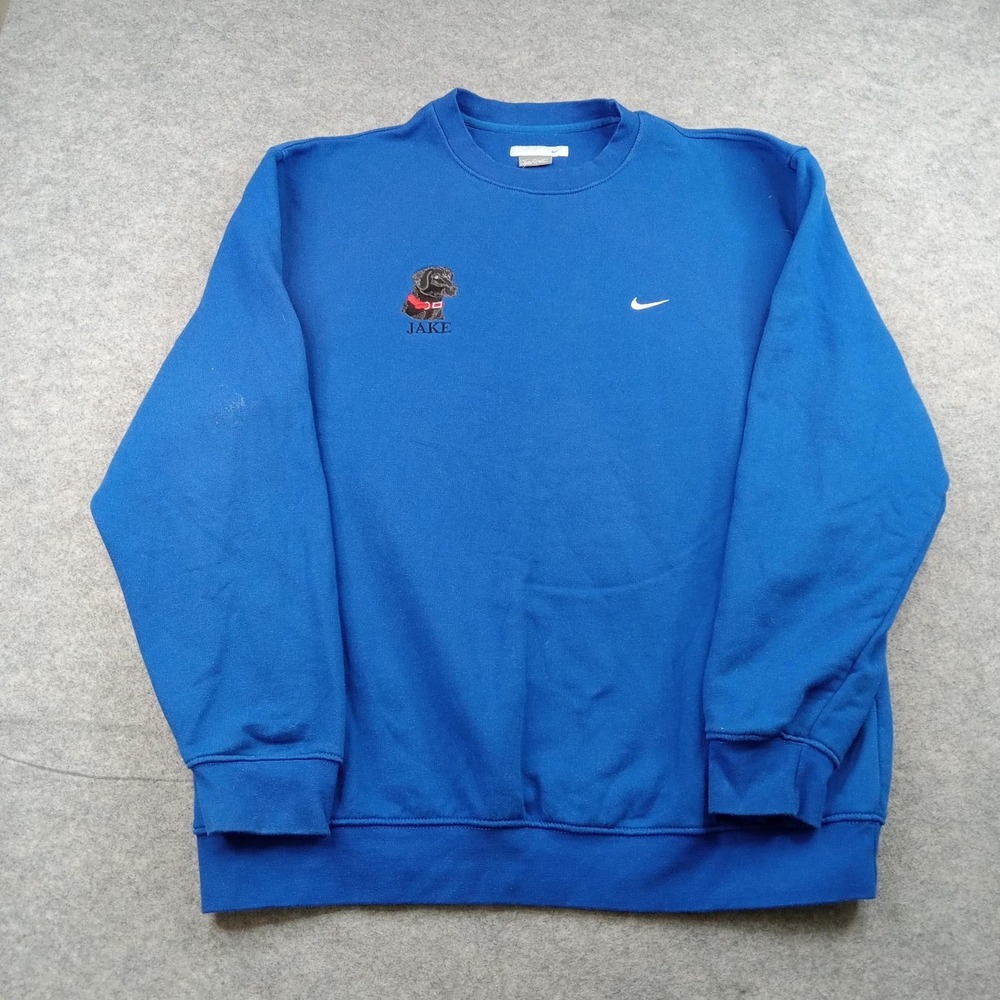 Nike Sweatshirt Mens XL Blue Fleece Pullover Sweater Embroidered Swoosh‎